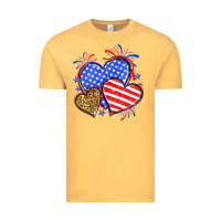 Vintage Mustard American flag leopard hearts Vintage Tee - Neo Western