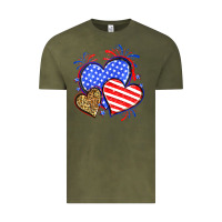 Vintage Olive American flag leopard hearts Vintage Tee - Neo Western