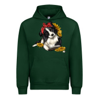 Forest Green border collie with bandanna Urban Hoodie - texasbilliewilder