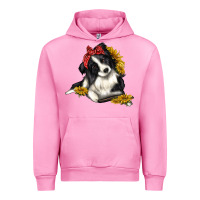 Fuchsia Pink border collie with bandanna Urban Hoodie - texasbilliewilder