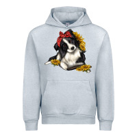 Heather Grey border collie with bandanna Urban Hoodie - texasbilliewilder