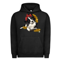 Pigment Black border collie with bandanna Urban Hoodie - texasbilliewilder
