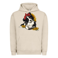 Pigment French Oak border collie with bandanna Urban Hoodie - texasbilliewilder