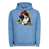 Pigment Pebble Blue border collie with bandanna Urban Hoodie - texasbilliewilder