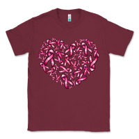 Burgundy breast cancer ribbon heart Classic Tee - AdoDesignShop