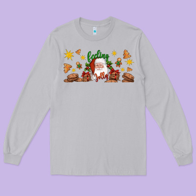 Christmas Feeling Jolly Santa Long Sleeve Tee Designed By Artiststas