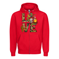 Red love camping gnome Zipper Hoodie - BarkalooDesign