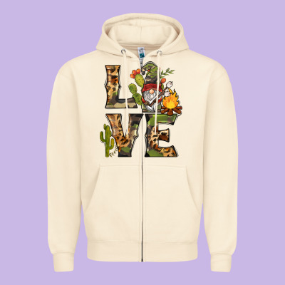 Love Camping Gnome Zipper Hoodie Designed By Barkaloodesign