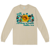 Mushroom with god all things are possible sunflower Long Sleeve Tee - AdoDesignShop