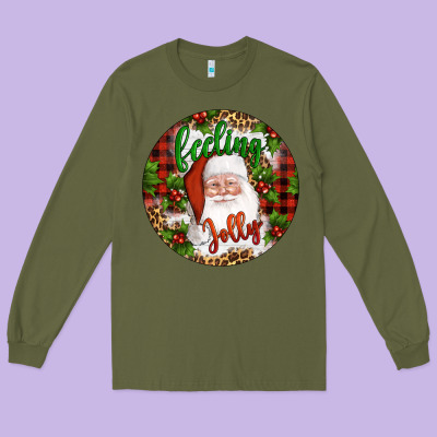 Christmas Feeling Jolly Santa Long Sleeve Tee Designed By Artiststas