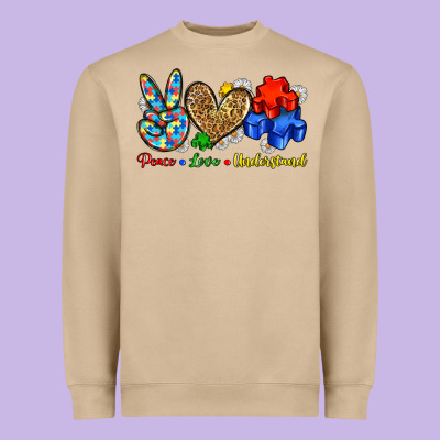 Peace Love Understand Heavyweight Sweatshirt Designed By Zillion Design Studio