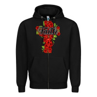 Black faith floral cross Zipper Hoodie - NancyCooperArtShop