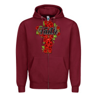 Burgundy faith floral cross Zipper Hoodie - NancyCooperArtShop