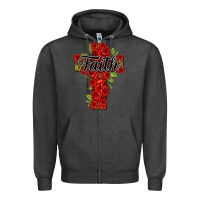 Charcoal Heather faith floral cross Zipper Hoodie - NancyCooperArtShop