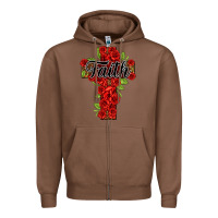 Chestnut faith floral cross Zipper Hoodie - NancyCooperArtShop