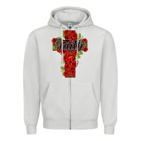 Dove Grey faith floral cross Zipper Hoodie - NancyCooperArtShop