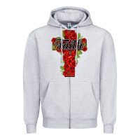 Heather Grey faith floral cross Zipper Hoodie - NancyCooperArtShop