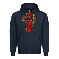 Navy faith floral cross Zipper Hoodie - NancyCooperArtShop