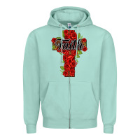 Seafoam faith floral cross Zipper Hoodie - NancyCooperArtShop