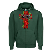 Sports Green faith floral cross Zipper Hoodie - NancyCooperArtShop