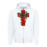 White faith floral cross Zipper Hoodie - NancyCooperArtShop