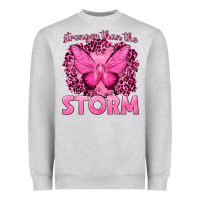 Heather Grey Stronger Than The Storm Breast Cancer Heavyweight Sweatshirt - texasbilliewilder