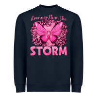 Navy Stronger Than The Storm Breast Cancer Heavyweight Sweatshirt - texasbilliewilder