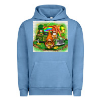 Pigment Pebble Blue st patricks day gnomies with truck Urban Hoodie - NancyCooperArtShop