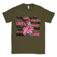Army Green breast cancer ribbons with cancer words Classic Tee - AdoDesignShop
