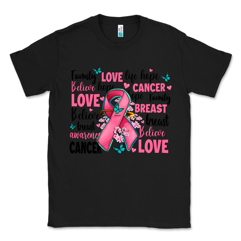 Breast Cancer Ribbons With Cancer Words Classic Tee by AdoDesignShop | Teevron