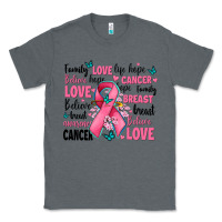 Charcoal Heather breast cancer ribbons with cancer words Classic Tee - AdoDesignShop