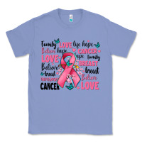 Colony Blue breast cancer ribbons with cancer words Classic Tee - AdoDesignShop