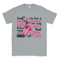 Heather Grey breast cancer ribbons with cancer words Classic Tee - AdoDesignShop