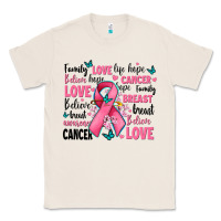 Natural breast cancer ribbons with cancer words Classic Tee - AdoDesignShop