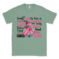 Sage breast cancer ribbons with cancer words Classic Tee - AdoDesignShop