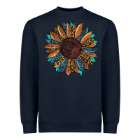 Navy fall tooled lather leopard Heavyweight Sweatshirt - RanaPortraitStore