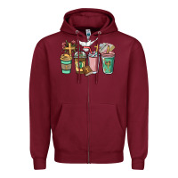 Burgundy faith coffee cups Zipper Hoodie - NancyCooperArtShop