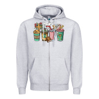 Heather Grey faith coffee cups Zipper Hoodie - NancyCooperArtShop