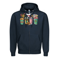 Navy faith coffee cups Zipper Hoodie - NancyCooperArtShop