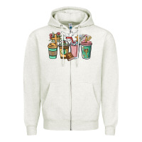 Oatmeal Heather faith coffee cups Zipper Hoodie - NancyCooperArtShop
