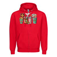 Red faith coffee cups Zipper Hoodie - NancyCooperArtShop