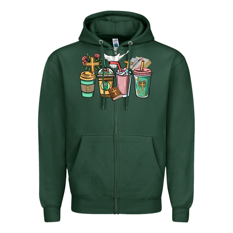 Faith Coffee Cups Zipper Hoodie by NancyCooperArtShop | Teevron