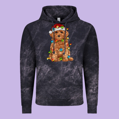 Toy Poodle With Christmas Lights Vintage Hoodie Designed By Ranaportraitstore