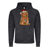 Vintage Black toy poodle with christmas lights Vintage Hoodie - RanaPortraitStore