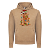 Vintage Coffee toy poodle with christmas lights Vintage Hoodie - RanaPortraitStore