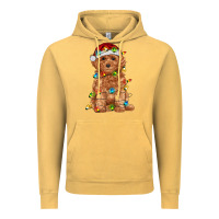 Vintage Mustard toy poodle with christmas lights Vintage Hoodie - RanaPortraitStore