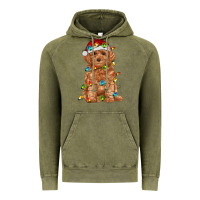 Vintage Olive toy poodle with christmas lights Vintage Hoodie - RanaPortraitStore