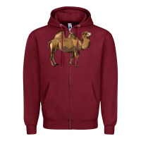 Burgundy Camel Zipper Hoodie - LillyAllenDesigns