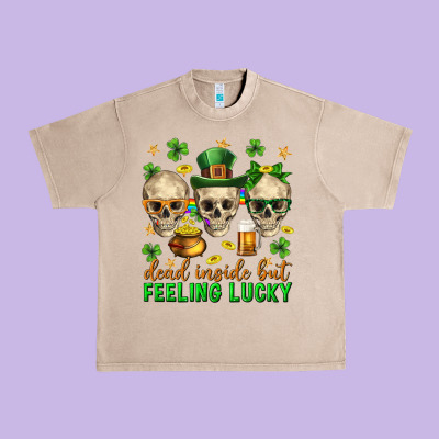 Dead Inside But Feeling Lucky St. Patricks Day Urban Heavy Tee Designed By Neo Western