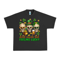 Pigment Black Dead inside but feeling lucky st. patricks day Urban Heavy Tee - Neo Western
